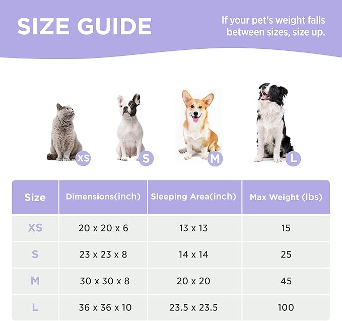 Lesure Donut Large Dog Bed - Round Cat Beds for Indoor Cats Anti-Anxiety Calming Pet Beds, Washable Cute Modern Beds with Teddy Sherpa Plush & Anti Slip Bottom Purple