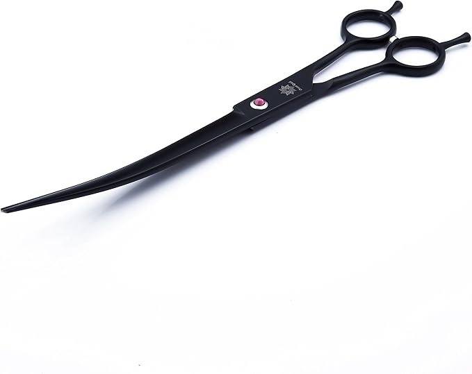 Dream Reach 9" Twin Tail Professional Pet Dog Two-way Cutting or Curved Scissors,Made of High-end 9CR Stainless Steel (Rainbow) (B-9 inch-Black)
