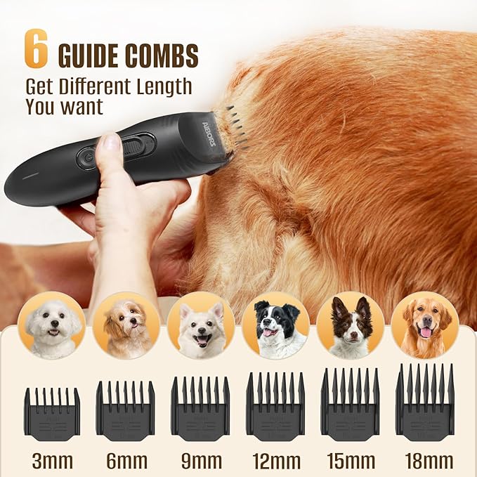 Dog Clippers for Grooming, 2200mAh Dog Shaver Clippers Kit Low Noise, Rechargeable Cordless Electric Trimmer Quiet Hair Clippers Set for Dogs Cats Pets