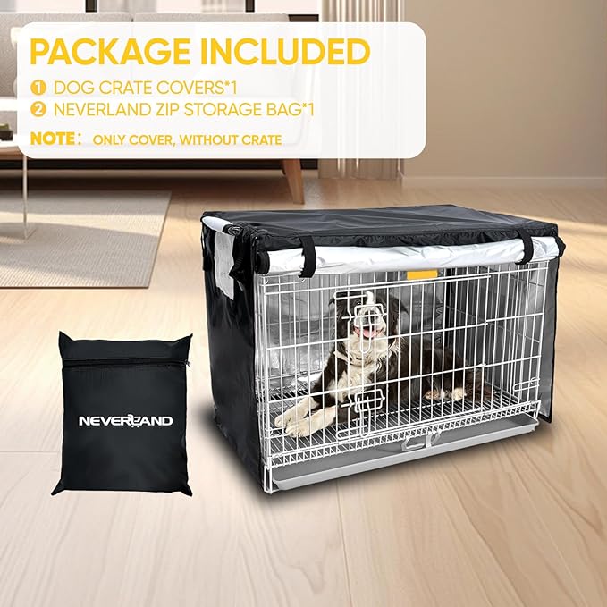 NEVERLAND Dog Crate Cover 48 Inch - Kennel Crate Covers for Dog Cage Waterproof, Universal Durable Oxford Cloth Dog Cage Cover for Most Wire Pet Crates, 48 x 30 x 33 Inch (Cover Only)