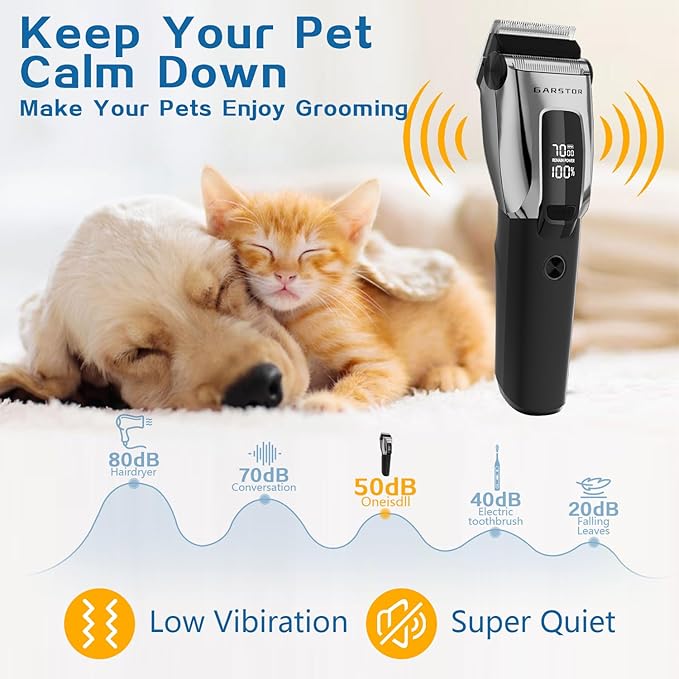 Dog Shears for Grooming Clippers Kit Professional for Thick Hair Coats,Low Noise Rechargeable Cordless Pet Shaver for Pets and Animals, Dog Trimmer for Grooming-Silver