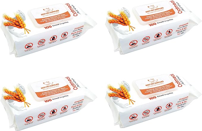 Best Pet Supplies Pet Wipes for Dogs - Dog Wipes Cleaning Deodorizing, for Coats, Ears, Paws - Soothing Oatmeal, 400 Count