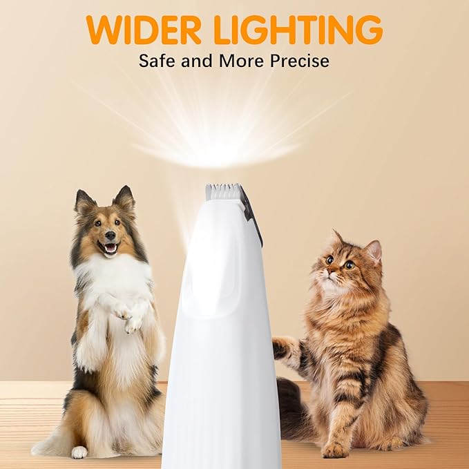 Upgraded Dog Trimmer with LED Light,Pet Clippers for Small Dogs Cats - Trimming Paws, Eyes, Ears, Face, and Rump