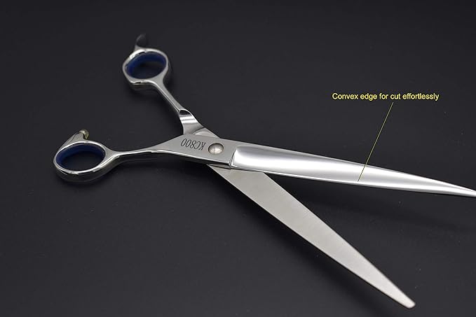 Professional Dog Shear Scissor Straight 8 Inch For Dogs Grooming Stainless Steel Japanese Process (8.0" Straight Blue Diamond)