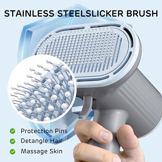 iPettie Breeze B540S Dog Grooming Hair Dryer with Slicker Brush, 2-in-1 Drying & Brushing Tool, Adjustable Temperature & Speed, Portable, Overheat Protection, Dog Blow Dryer for Dogs and Cats