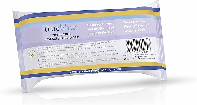 TrueBlue Chamomile & Honeysuckle Pure & Sure Puppy Wipes – Pre-Moistened Puppy Pads for Cleaning Dirty Paws, Coats, Dog Hair – Extra Large – 8”x7” – 100 Count
