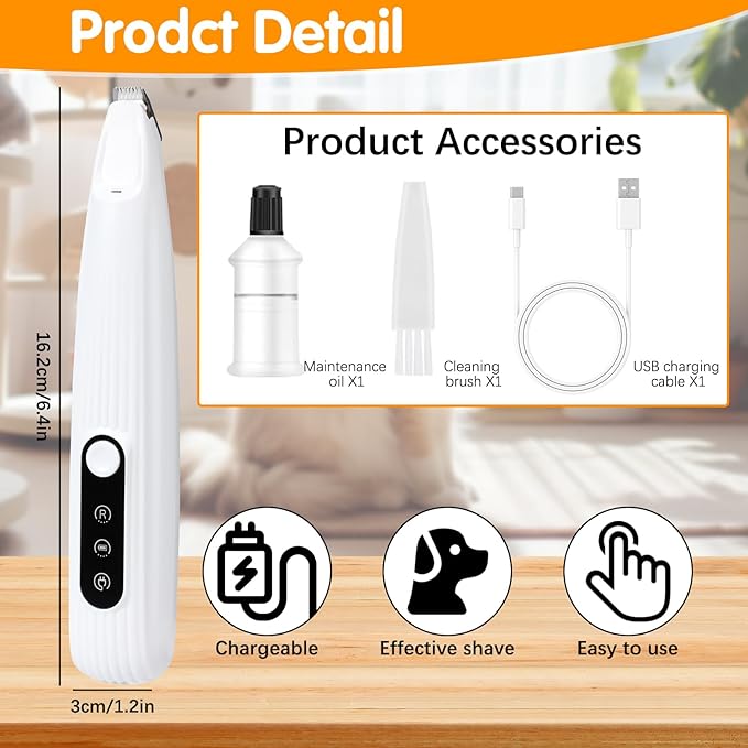 Upgraded Dog Trimmer with LED Light,Pet Clippers for Small Dogs Cats - Trimming Paws, Eyes, Ears, Face, and Rump