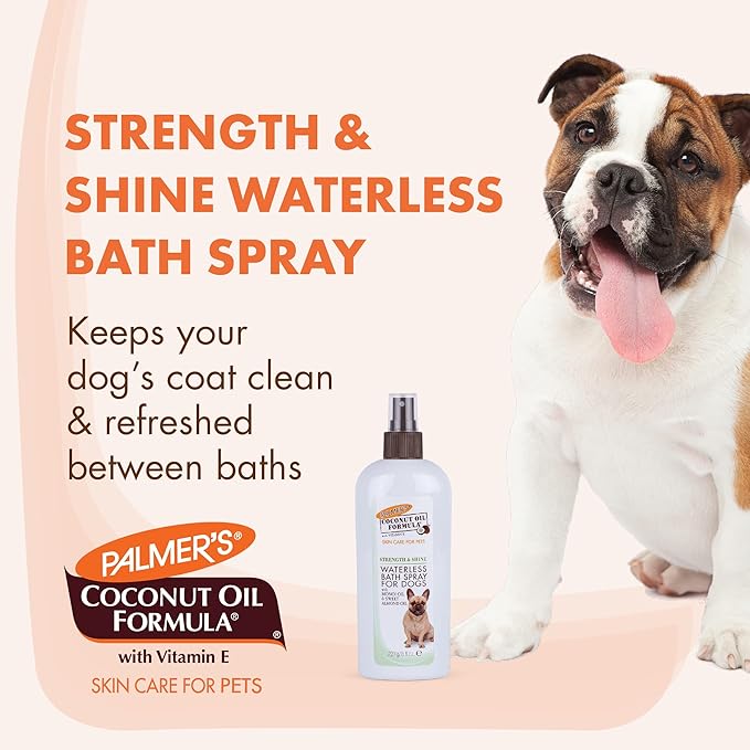 Palmer's for Pets Coconut Oil Formula Strength & Shine Waterless Bath Spray for Dogs, Coconut No Rinse Waterless Dry Dog Spray for Instant Refresh Without a Bath, Bath Spray for Dogs - 8 oz (FF15583)