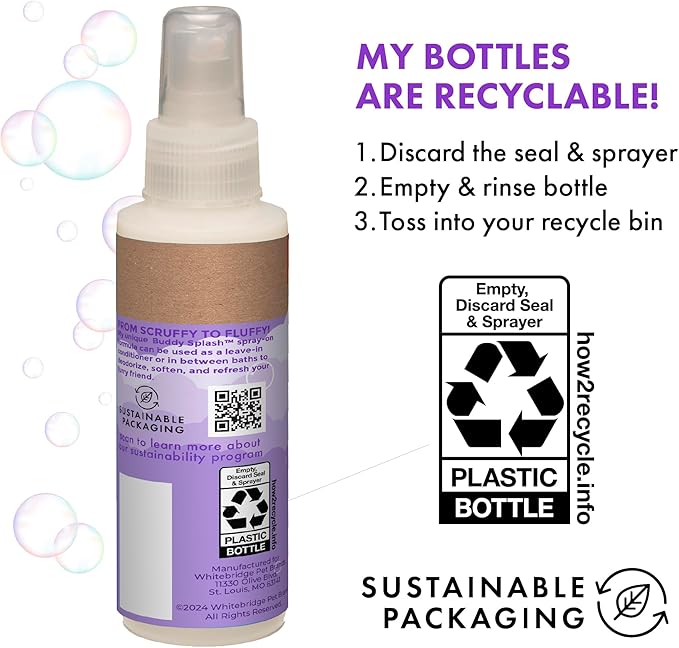 Buddy Splash Spritzer & Conditioner for Dog Grooming, Lavender & Mint, 4 Oz. Bottle