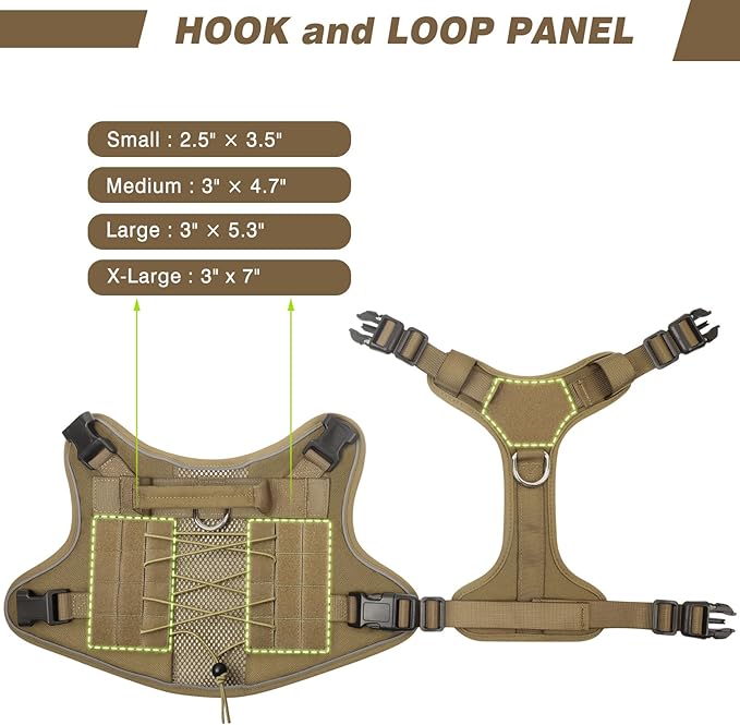 WINSEE Mesh Design Service Dog in Training Harness with 7 Pet Patches, Breathable Tactical No Pull Dog Molle Vest with Handle for Large Dog, Military Dog Harness for Walking Hiking