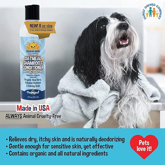 Bodhi Dog Baby Powder Scented Cat & Dog Cologne 4oz + Oatmeal Dog Shampoo & Conditioner for Pet Grooming 8oz | Moisturizing Dog Shampoo for Sensitive Skin | Deodorizing Cat and Dog Grooming Bundle