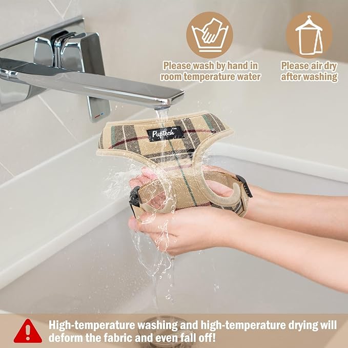 PUPTECK Soft Mesh Dog Harness and Leash Set Pet Puppy Cat Comfort Padded Vest No Pull Harnesses, Beige, S