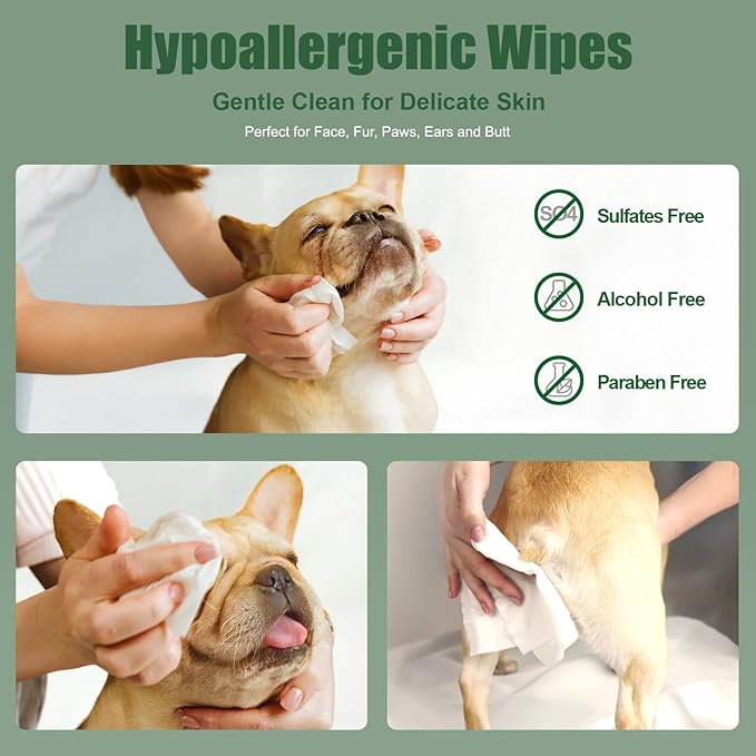 Dog Wipes for Paws and Bum, Hypoallergenic Pet Grooming Wipes Natural and Gental, 400 Wipes for Cleaning & Grooming Moisturizing Coconut