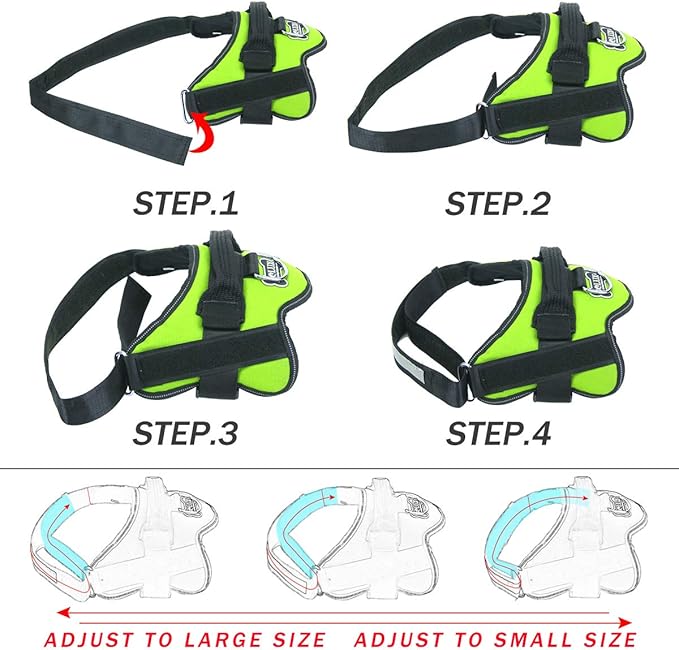 Bolux Dog Harness, No-Pull Reflective Dog Vest, Breathable Adjustable Pet Harness with Handle for Outdoor Walking - No More Pulling, Tugging or Choking (Green, L)