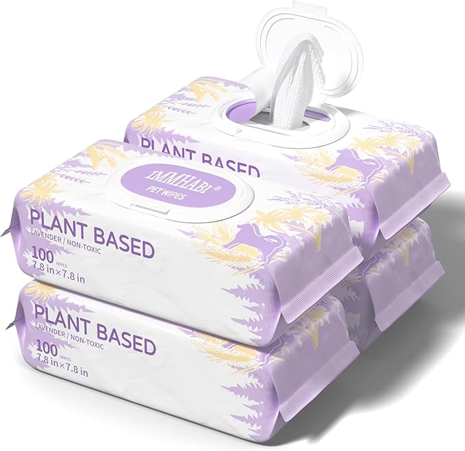 Dog Wipes for Paws and Butt Plant Based Hypoallergenic Pets Cleansing & Deodorizing Anal Gland Hygienic Puppy Wipes for Dogs Face and Body Wipes Cleaning Fur Doggie Wipes Doggy Wipes (Lavender)