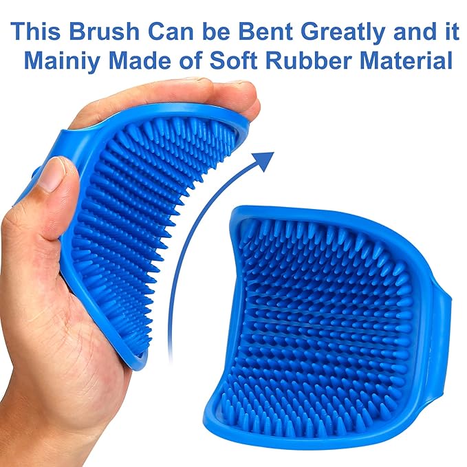 2 Pack Dog Grooming Brush, Premium Pet Bath Brush with Adjustable Ring Handle for Bathing - Massaging -Hair Removal - on Wet or Dry Hair, for Long Short Haired Dogs and Cats