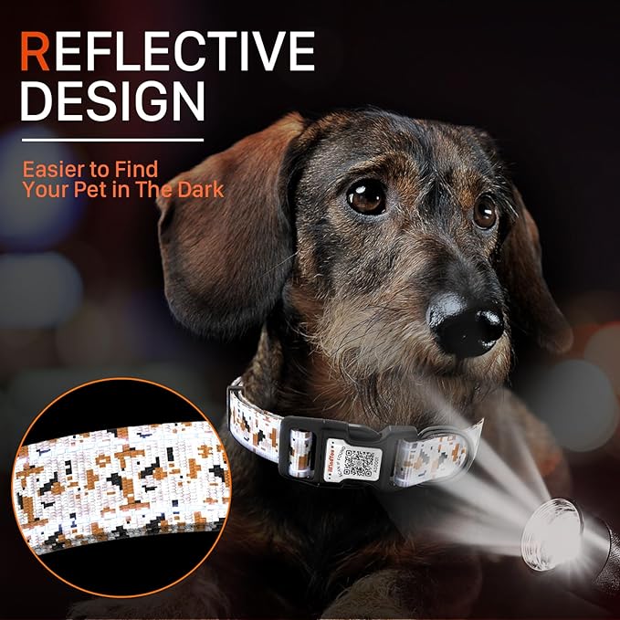 Reflective Dog Collars for Medium Dogs Soft Nylon Camo Gray Sized M