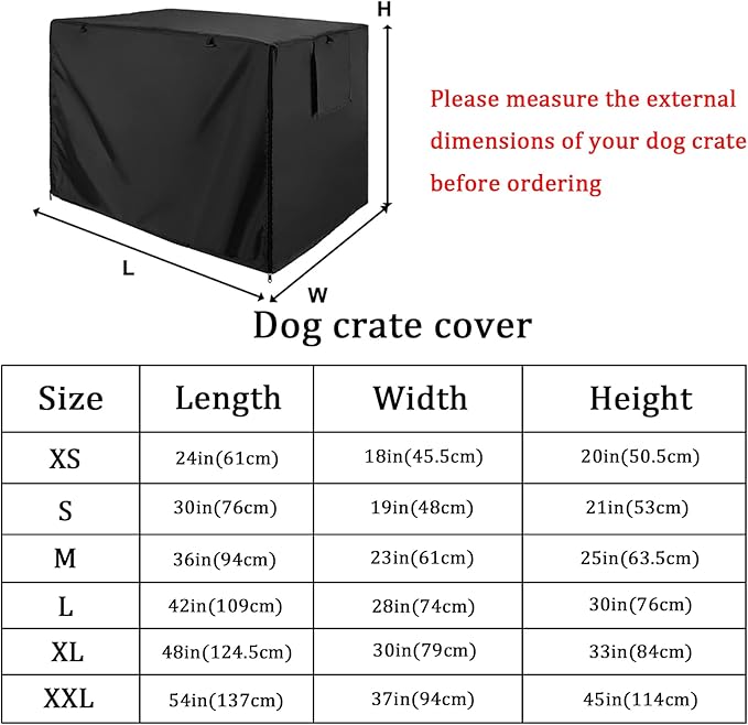 Senmortar Double Door Dog Crate Cover Wire Dog Cage Cover Waterproof Durable Lightweight 420D Polyester for Pet Crates Black 24 inches