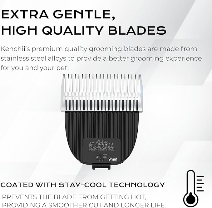 Kenchii Flash Clipper Blade (4F,9mm) Only Compatible with Flash Clipper, Black & White