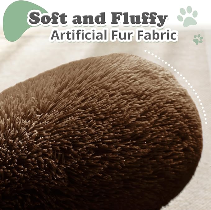 JOLLYVOGUE Dog Beds, Calming Small Dog Bed, Anti-Anxiety Dog Bed for Small Dogs, Fluffy Donut Dog Bed, Cozy Dog Cat Cushion Bed for Small Medium Dogs and Cats (20")
