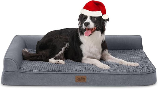 Orthopedic Dog Bed for Large Dogs,Washable Dog Sofa Beds Large, Supportive Foam Pet Couch Bed with Removable Washable Cover, Waterproof Lining and Nonskid Bottom,Grey(L,42" L x 30" W x 7.5" Th)