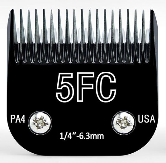 Black Detachable Steel Pet Dog Clipper Blades, Size-5FC, Compatible with Andis Cut Length 1/4"(6.3mm),22th Ceramic Moving Blade