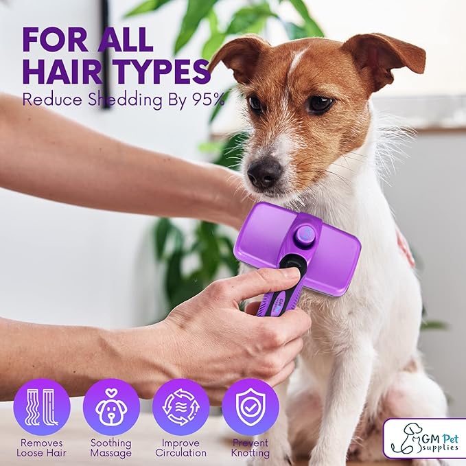 GM Pets™ Self Cleaning Grooming Brush | This is The Best Dog and Cat Brush for Shedding and Grooming | Our Pet Brushes Are Suitable for All Hair Lengths (Sensitive Skin Small)