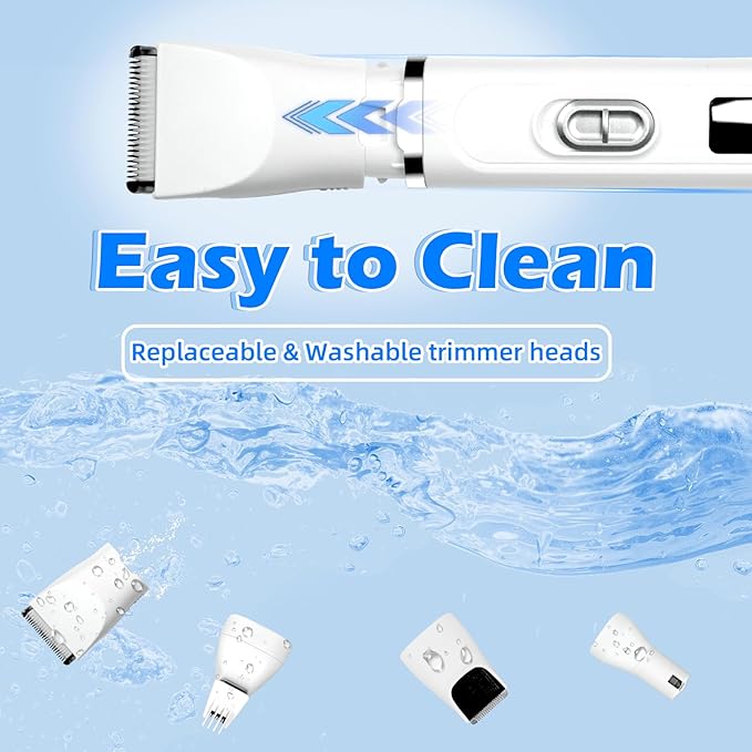 Dog Clippers Grooming Kit, 4 in 1 Rechargeable Low Noise USB Pet Trimmer Set, Clear Power Display Dog Hair Trimmer Cordless Quiet Nail Grinder Shaver for Dogs, Cats, Pets