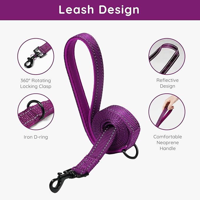 BELLA & PAL Puppy Harness with Leash Set, Dog Harness for Small Dogs No Pull, Dog Leash for Small Dogs, Step in Harness for Extra Small Dogs, Deep Purple Harness, S