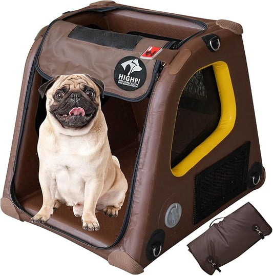 Collapsible Portable Soft Dog Crate-HIGHPI Inflatable Dog Travel Crate for Extra Small Dogs, Waterproof Dog Kennel Outdoor Indoor, Safety Foldable Dog Cage for Car Home, Dog Carrier 20"L x 26"W x 22"H