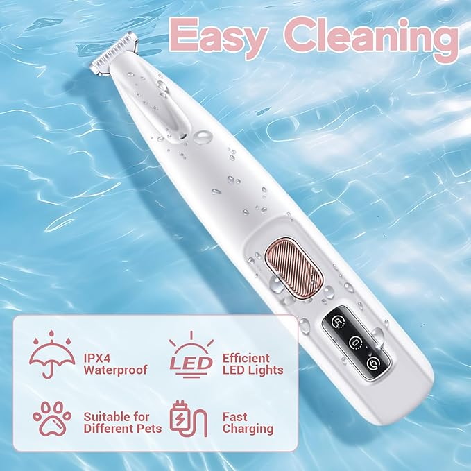 Notdusk Paw Trimmer, Electric Dog & Cat Trimmer, Rechargeable, LED Light, Waterproof, Low Noise