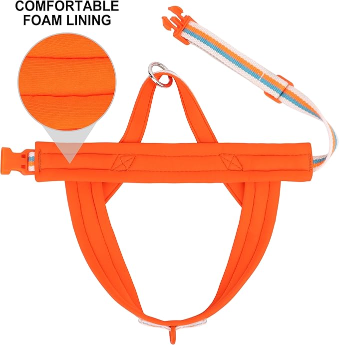 Beirui No Pull Dog Harness for Small Medium Dogs Puppies, Soft Neoprene Quick Fit Harness with Durable Front Clip & Back Clip, Lightweight Easy for Daily Walking (Striped Orange,S)