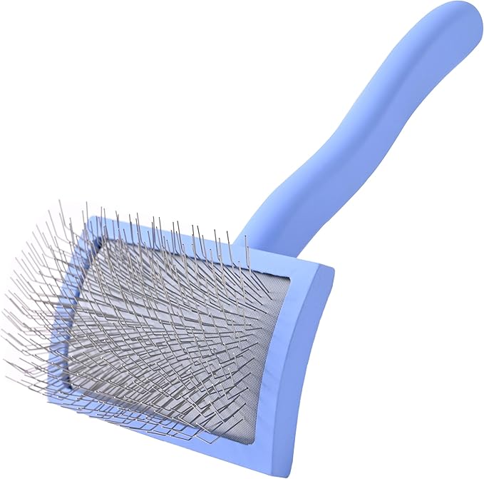 We Love Doodles Dog Slicker Brush for Grooming Pet Hair - Best Brushes For Poodle & Golden Doodle - Long Haired Brush For Dogs - Goldendoodle Long Pin Brush For Dematting (Medium Curved)