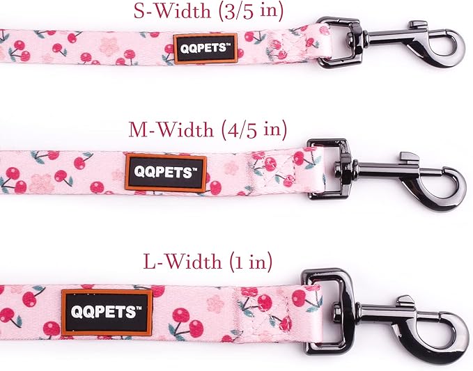 QQPETS Dog Harness Leash Set Adjustable Heavy Duty No Pull Halter Harnesses for Small Medium Large Breed Dogs Back Clip Anti-Twist Perfect for Walking (M(19"-26" Chest Girth), Sakura Pink)