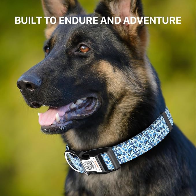 Reflective Dog Collars for Puppy Soft Nylon Camo Blue Sized XS
