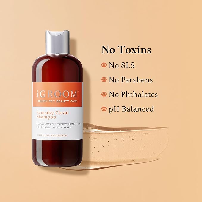 iGroom Squeaky Clean Dog Shampoo, Luxury Pet Beauty Care, Intense Cleaning Power, Chamomile Extracts Sooth Skin, Made in USA (1 GAL)