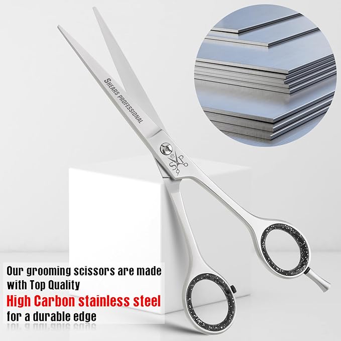 Hair Cutting Scissors, Grooming Scissors 4.5"/5.5"/6.5"/7"/8"/ Hair Cutting Shear Dog/Puppy/Cat Stainless Steel with,Sharp Edge Blades, Dog Grooming Scissors Perfect for Barber & Dog Groomer