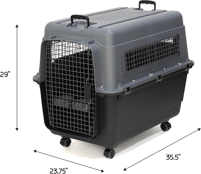 SportPet Designs Plastic Airline Approved Kennels Wire Door Travel Dog Crate, X-Large