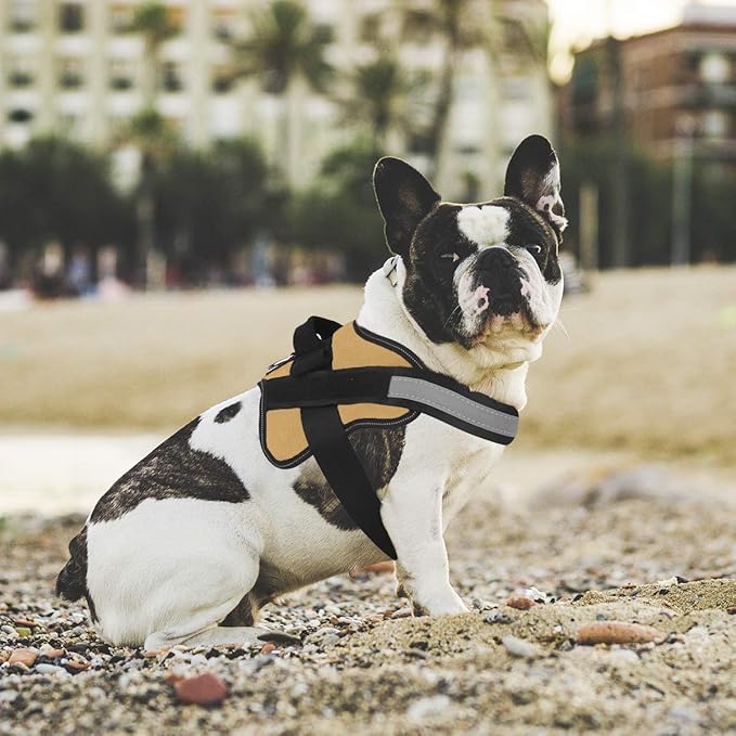 Bolux Dog Harness, No-Pull Reflective Dog Vest, Breathable Adjustable Pet Harness with Handle for Outdoor Walking - No More Pulling, Tugging or Choking (Army Yellow, XS)