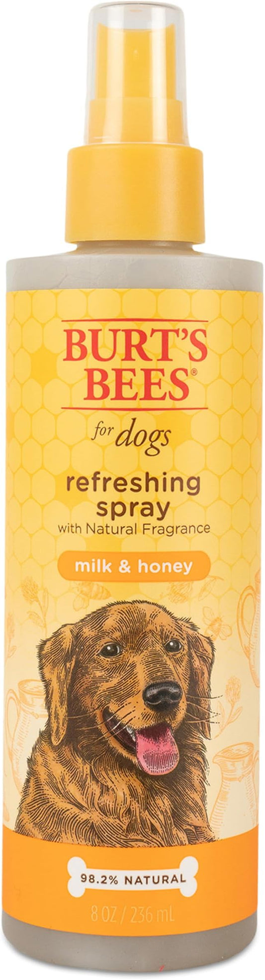 Burt's Bees for Pets Refreshing Spray for Dogs with Milk and Honey, 98.2% Natural Origin Formulas, Waterless Dog Shampoo - Gentle Dry Shampoo for Dogs, Best Dog Shampoo, 8 oz