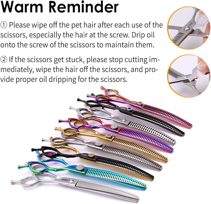 Left Handed Curved Chunker Shears 7 in Left Handed Dog Grooming Scissors for Professional Groomer