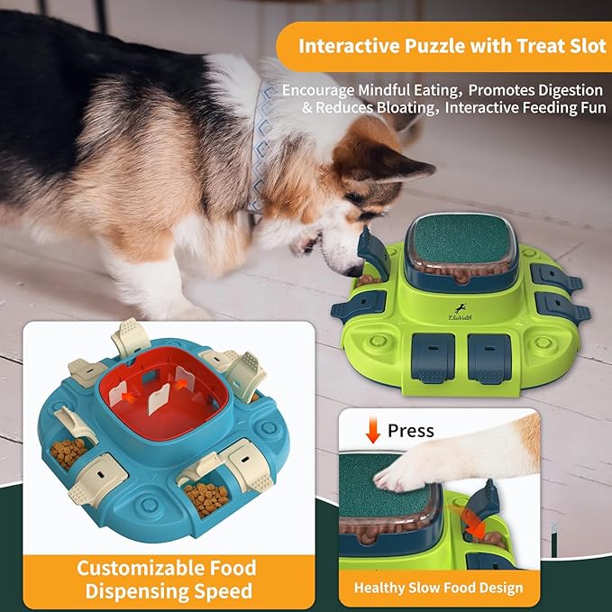 Dog Scratch Board, 3-in-1 Puzzle Toy & Dog Nail File, Enrichment Toys with Treat Dispenser, Scratch Pad for Nails with 8 Sandpapers & Anti-Slip Mat for All Floors, Blue