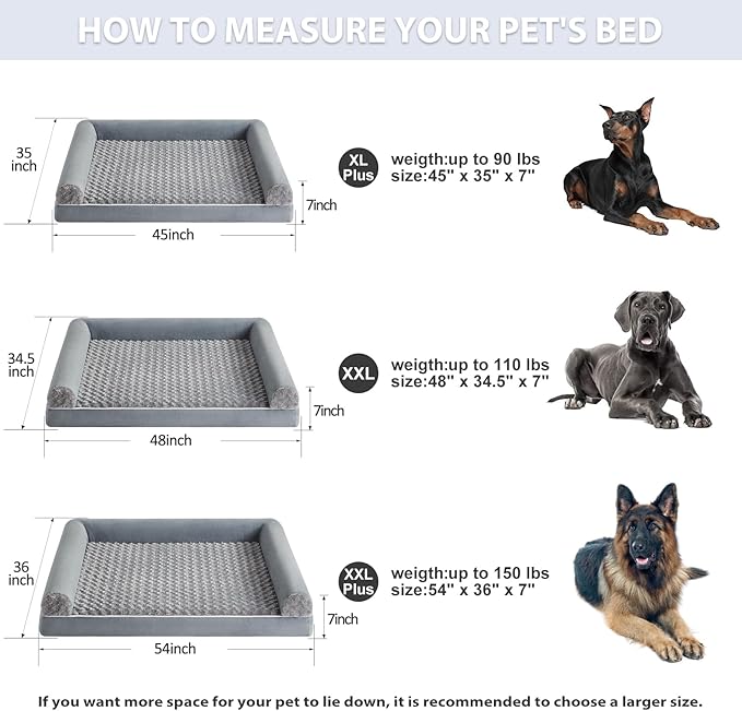 BFPETHOME Dog Beds for Large Dogs, Orthopedic Dog Bed for Medium Large Dogs,Big Waterproof Couch Dog Pet Bed with Removable Washable Cover