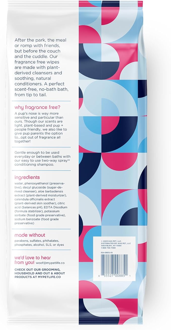 Pet Life Unlimited Pet Wipes for Dogs, Dog Cleaning Wipes - Plant-Based Dog Wipes with Moisturizing Aloe Leaf & Calendula - Made in The USA - Fragrance Free Dog Grooming Wipes - 72ct (Pack of 1)