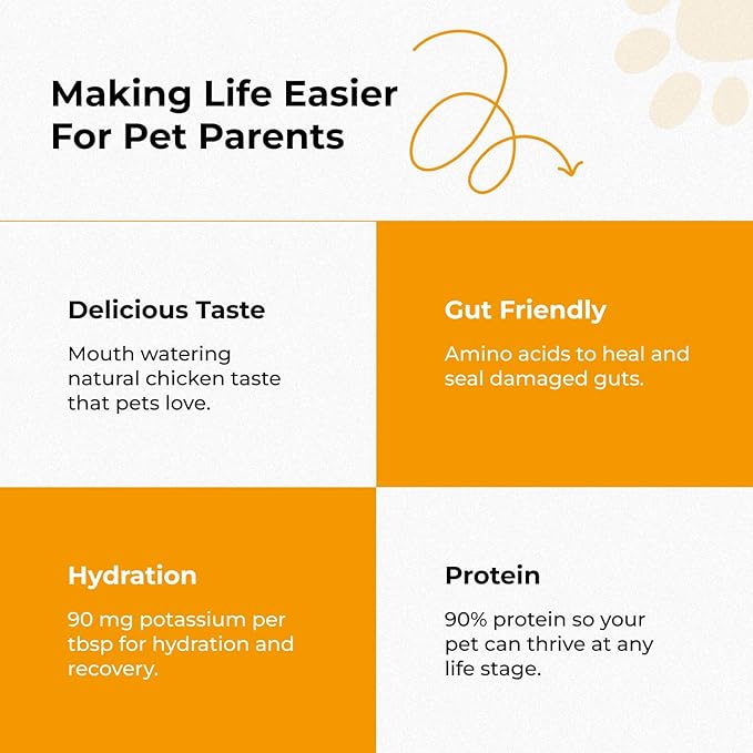 Chicken Bone Broth for Dogs - Dog Safe Bone Broth - Delicious Bone Broth Powder for Dogs - Bone Broth for Cats - Bone Broth Without Onion and Garlic - Chicken Broth for Dogs