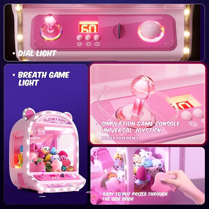 Skirfy Large Claw Machine Arcade Toy with LED Light & Adjustable Sound,16" Candy Dispenser Toys Mini Vending Machine for Kids Christmas Birthday Big Gifts for Girls Boys Ages 6+