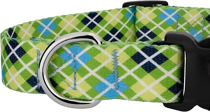 Country Brook Petz - Deluxe Margarita Argyle Dog Collar - Made in The U.S.A. - Plaid and Argyle Collection Featuring Charming Designs (1 Inch, Large)