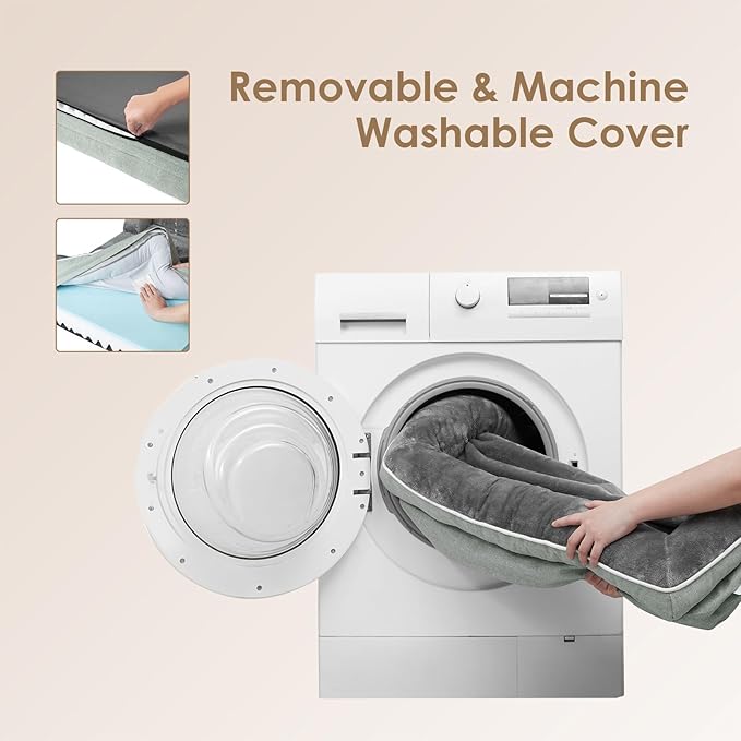 EHEYCIGA Orthopedic XL Dog Beds, Waterproof Memory Foam Dog Bed for Extra Large Dogs, Non-Slip Bottom and Egg-Crate Foam Big Dog Couch Bed with Washable Removable Cover, Greyish Green