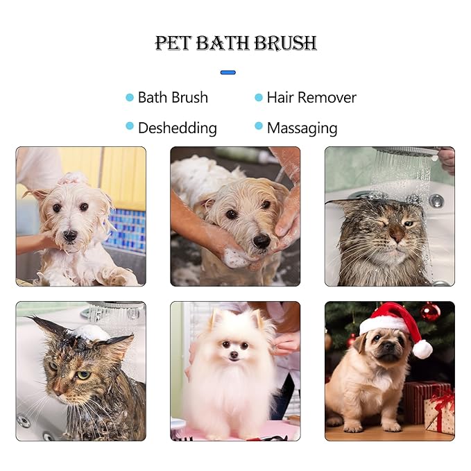 Dog Bath Set - Silicone Massage Brush, Shampoo Dispenser, and Scrubbers for Short & Long Hair Pet Grooming