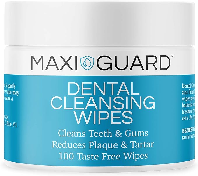Dental Cleansing Wipes for Dogs, Cats, Horses and Companion Animals (100 Wipes), Light Blue/White